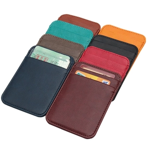Slim vertical business card holder set in eight assorted faux leather colors