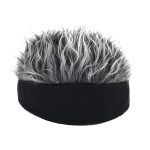 Creative sailor brimless cap with grey wig hair for retro fashion and streetwear style