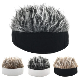 Novelty Wig Docker Hat Cotton Brimless Cap With Synthetic Hair Toupee Retro Short Spiky Hair Fun Party Accessory Unisex