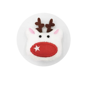 Cute plush reindeer accessory with red star embroidery and brown antlers for DIY decoration