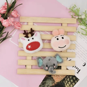 Cute plush cartoon animal accessories featuring deer pig and elephant on pink background