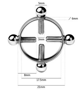 Detailed size parameters for non-pierced stainless steel adjustable nipple ring jewelry