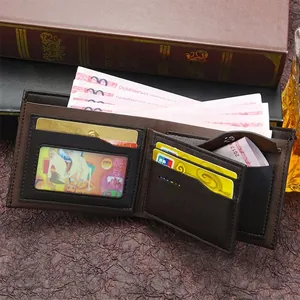 Classic men's brown tri-fold leather wallet with multiple card slots and bill compartment