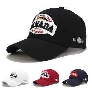 Cotton Baseball Cap Canada Maple Leaf Embroidery Adjustable Sun Hat Retro Breathable Outdoor Curved Brim Casual Sport Hat