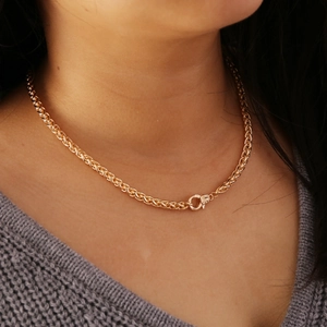 Twisted Wheat Chain Necklace And Bracelet Gold Color Alloy Iron Geometric Retro Style For Women