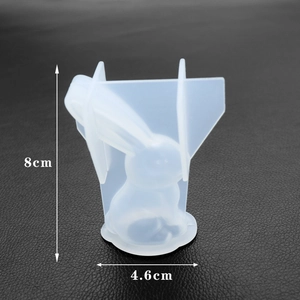 8cm big ear rabbit silicone mold for DIY crystal resin pendant and table ornaments