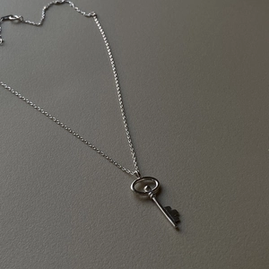 Chic 925 sterling silver vintage key pendant necklace with a fine cross chain for women