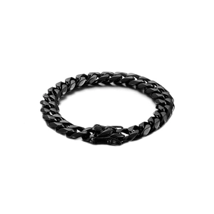 Stainless Steel Cuban Link Bracelet Men Hexagonal Flat Chain Iced Out Rhinestone Clasp Hip Hop Streetwear Jewelry