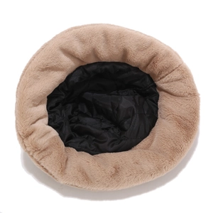 Winter minimalist fleece bucket hat with plush exterior and warm black quilted lining