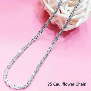 Elegant S925 sterling silver popcorn chain necklace with sparkling textured link design