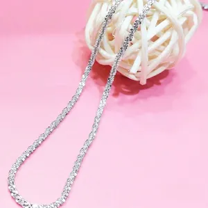 Sparkling S925 sterling silver cauliflower chain necklace shown from a 45-degree angle