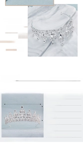 Detailed dimensions of silver Baroque bridal tiara showing 14cm diameter and 6cm height