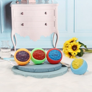 Squeaky dog toy balls for chewing and chasing, colorful rubber pet interactive fetch balls