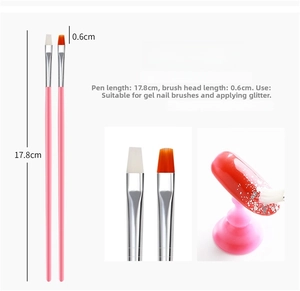 Detail view of 17.8cm nail art flat brushes for phototherapy and glitter application