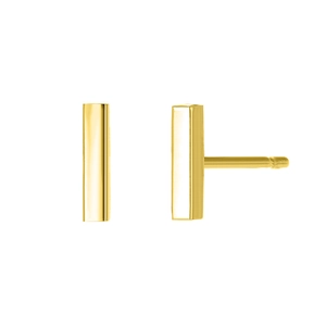 Polished gold geometric bar earrings for women with minimalist stainless steel design