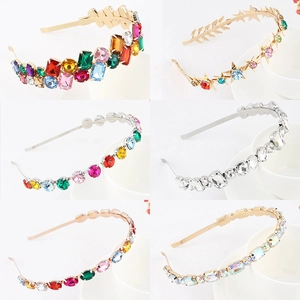 Variety set of Baroque metal headbands with colorful rhinestones and faux pearls