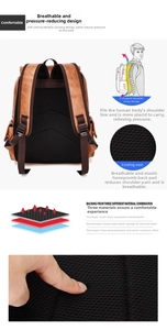 Detail of ergonomic back padding with breathable mesh and S-shaped shoulder straps