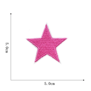 Rose red star embroidery patch measuring 5.0cm with dense stitching for clothing