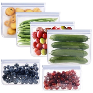Reusable food-grade PEVA storage bags set for freezing fruits and vegetables