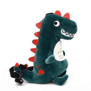 Sac bandoulière dinosaure en peluche verte avec sangle réglable pour enfants