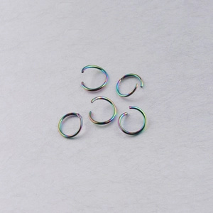 Rainbow plated stainless steel open jump rings for DIY jewelry making and piercings