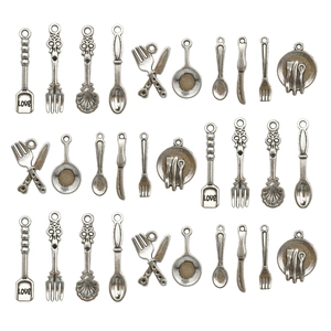Lot de 100 breloques couverts argent antique pour colliers DIY et bijoux créatifs