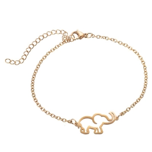 Bracelet minimaliste en acier inoxydable avec pendentif éléphant creux et chaîne réglable