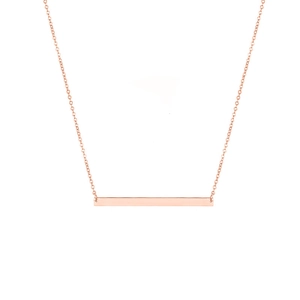 Minimalist rose gold stainless steel bar necklace with a polished flat pendant for women