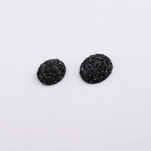 Sparkly round black druzy resin stud earrings with a textured crystal cluster finish