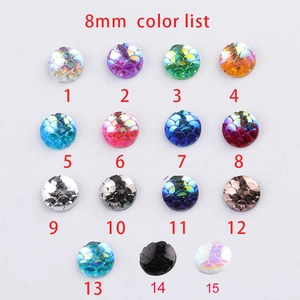 8mm round fish scale resin rhinestones in 15 vibrant AB colors for DIY jewelry making