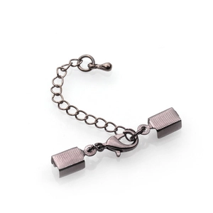Gun black DIY jewelry clasp set with lobster claw, extension chain and fold-over crimps