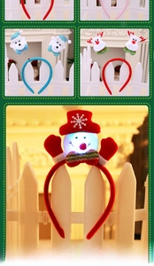 Collage of glowing Christmas headbands with LED elk, snowman and velvet bear styles
