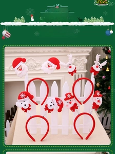 Detail showing various Christmas headbands with spring-mounted Santa and reindeer figures