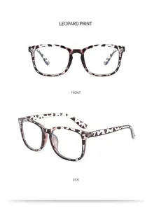 Detail view of leopard print eyeglasses frame with high-quality metal hinges
