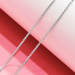 Minimalist 925 sterling silver bead necklace with polished round balls on gradient background
