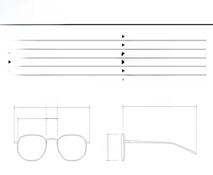 Detailed size chart showing dimensions of steampunk double-bridge sunglasses