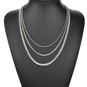 Minimalist 304 stainless steel flat snake chain necklaces in three different widths