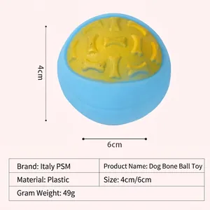 Blue and yellow dog bone texture ball toy for aggressive chewers in 4cm and 6cm sizes