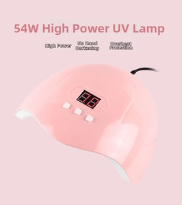 Detail van 54W roze nagellamp met LED digitaal display en 30s 60s 90s timer knoppen