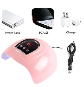 Roze UV LED nagellamp met digitaal display en diverse USB-stroomvoorzieningen