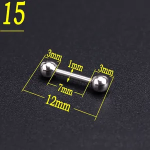 Macro shot of a 3mm ball stainless steel barbell nail ring with 1mm bar thickness