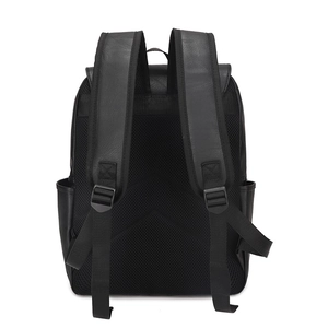 Sac à dos mode homme en cuir PU noir avec dos en maille respirante et bretelles