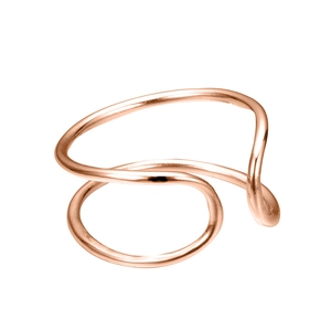 Minimalist double layer rose gold wavy stainless steel ring with polished finish