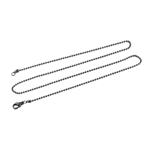 Polished black stainless steel ball chain necklace with lobster clasp 45cm length