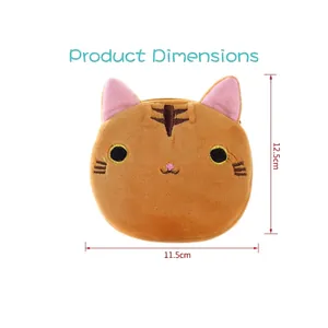 Cute orange cartoon cat plush coin purse with zipper for coins and small items