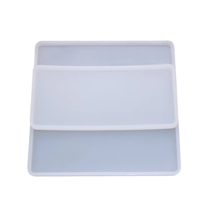 Two-piece set of translucent rectangular silicone molds for DIY resin casting projects