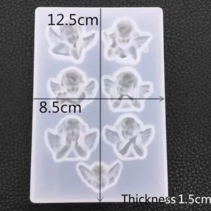 Moule silicone pour 7 pendentifs anges, outil de bricolage résine, taille 12,5x8,5 cm