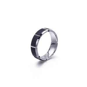 Geometric Band Ring 316L Stainless Steel Brushed Industrial Style Jewelry For Men Women Unisex Two Tone