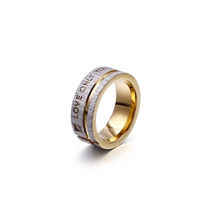 Stainless Steel Ring With Love Only You Engraving Brushed Texture Zircon Inlay Modern Band Jewelry For Men And Women