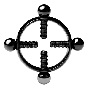 Adjustable black stainless steel nipple ring with four screw design for body piercing